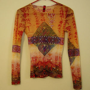 Just In Time Sheer Embellished Asian Design L